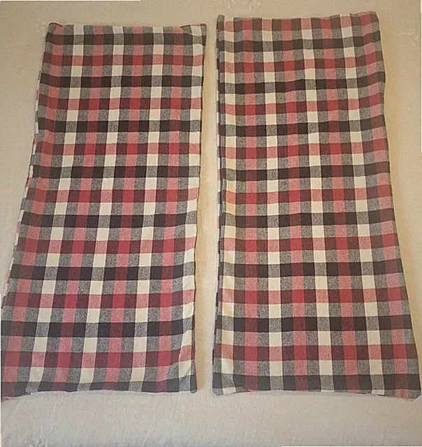 2 Crate & Barrel Pillowcases Sham Wool Blend Buffalo Plaid Cottage Cabin King