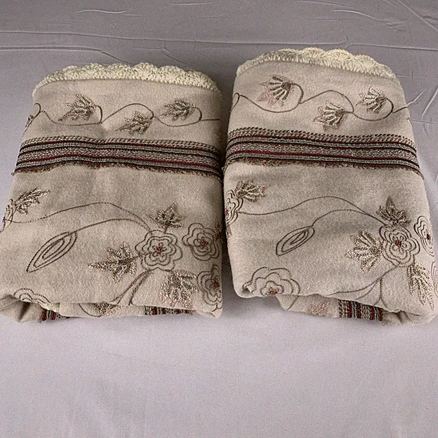 ARHAUS Nordic Collection Pair of Euro Sham Pillow Covers Embroidered Wool Cream