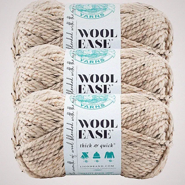 Bulk Pack of Wool Blend Thick Yarn 97 Meters Each Oatmeal Shade Set of 3