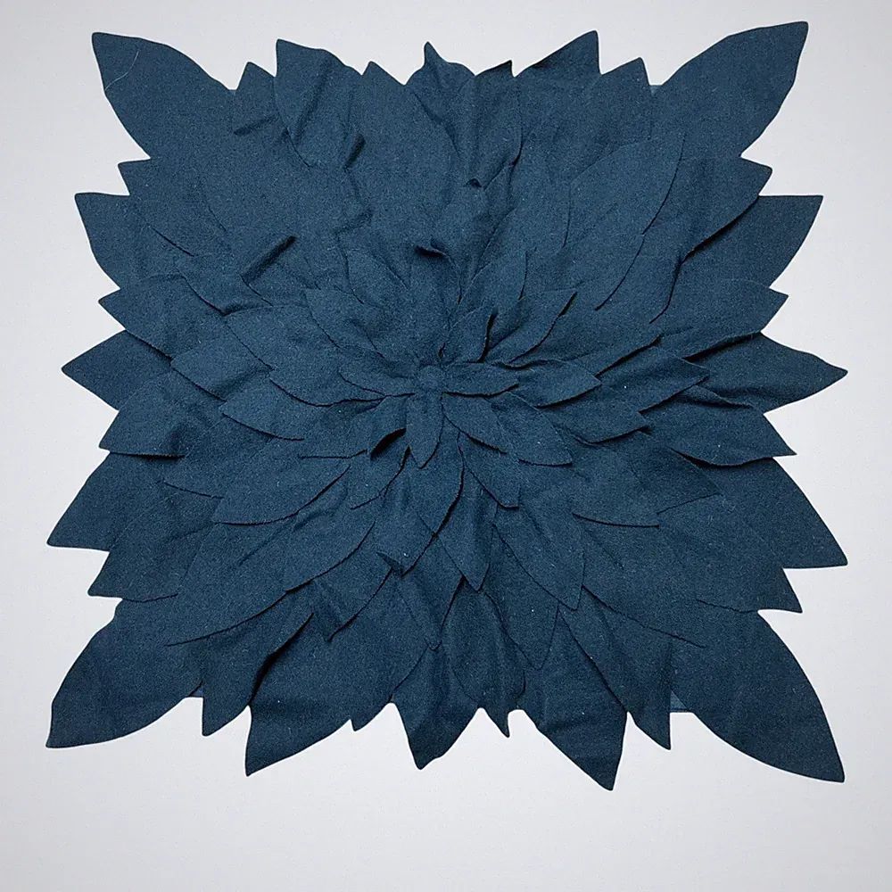 Grandinroad Pillow Shams Teal Layered 3D Floral Wool Blend Square Set Of 2
