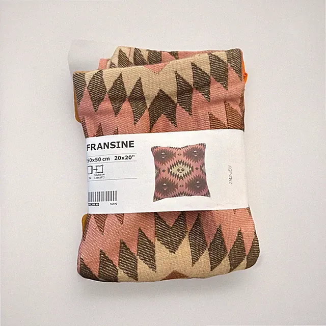Ikea FRANSINE Pillow Cushion Cover 20x20", Wool Blend, Pink/Beige/Brown, NEW