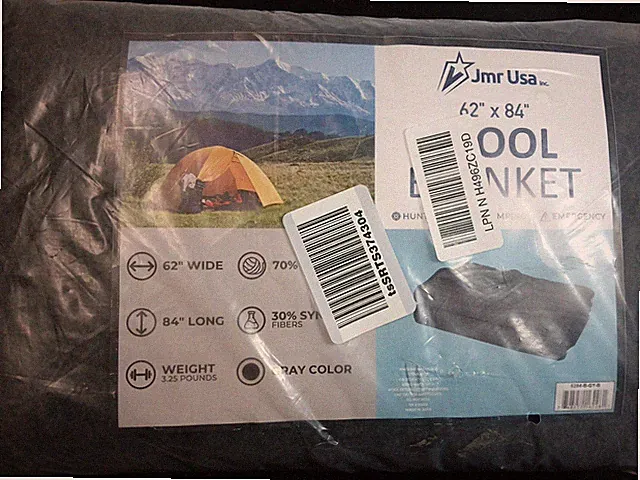 JMR Wool Camping Blanket - Warm Heavy Car Blanket & Camp Quilt - Survival