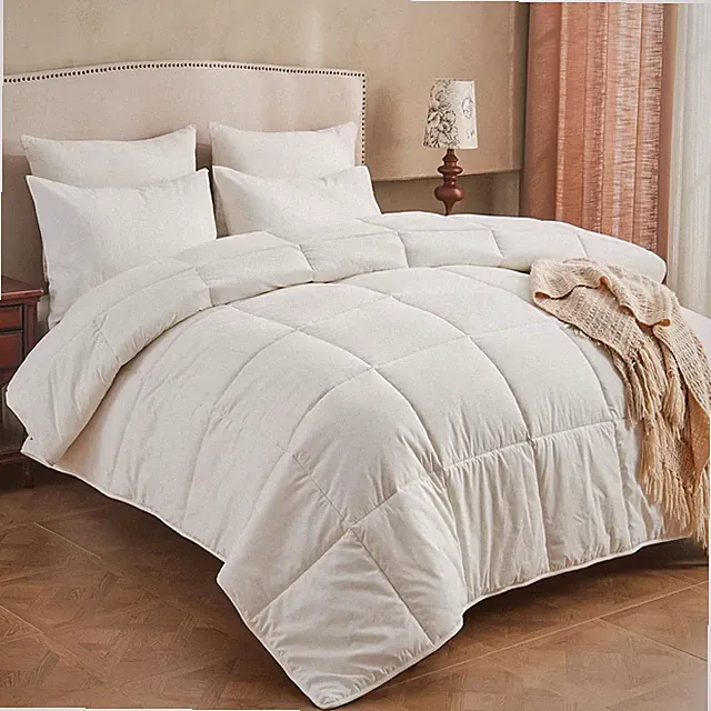 Luxury Hybrid Wool Comforter Full Size, Organic Cotton, All-Season Bedding