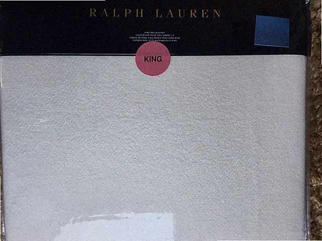 NIP Ralph Lauren Hayes Bed Blanket Wool Blend KING SIZE Cream Ivory Off White