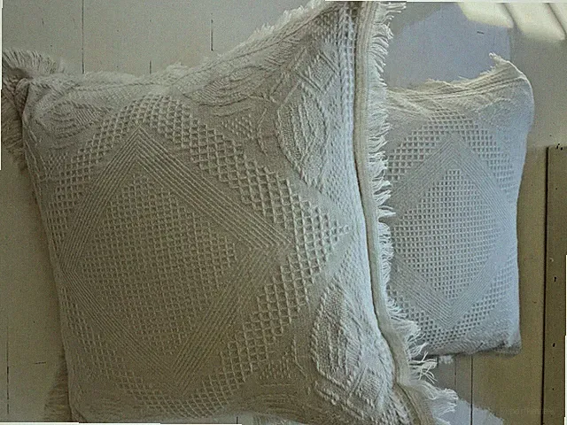 Pair FRENCH EURO SHAMS Wool Blend Soft DELICATE FRINGE RARE!
