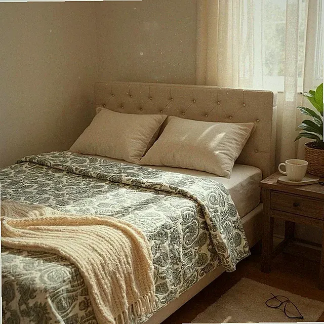 POTTERY BARN Isabelle Green Jacquard Paisley Wool Blend King Quilt Vintage RARE
