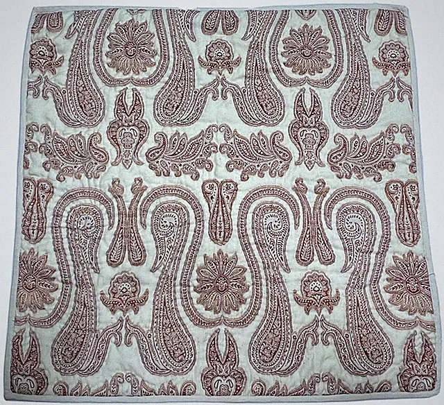 Pottery Barn Pillow Case Cover Sham Wool Cotton 27"x27" Accent Paisley Whit Red