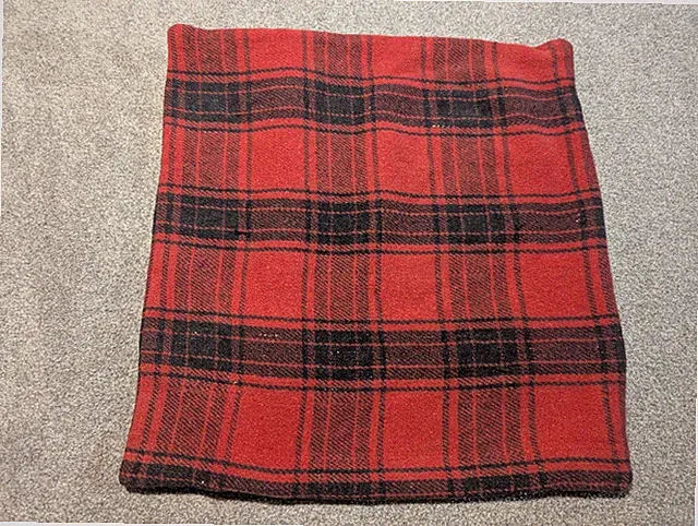 Pottery Barn Pillow Cover Pillowcase Red Black Plaid Wool Blend Cabin