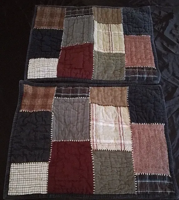 Pottery Barn Teen Cotton Wool Quilted Patchwork Standard Sham Pair Bedding