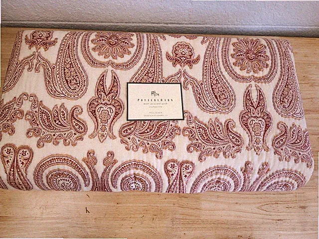 Pottery Barn Wool Jacquard Quilt Paisley Full/Queen Comforter Cream Boho
