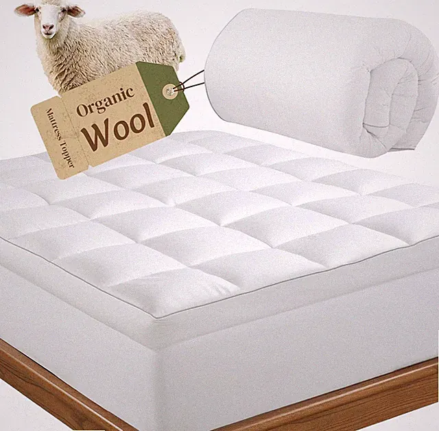Queen Wool Mattress Topper 2000GSM Merino Fill Cotton Cover 80x60 Pad