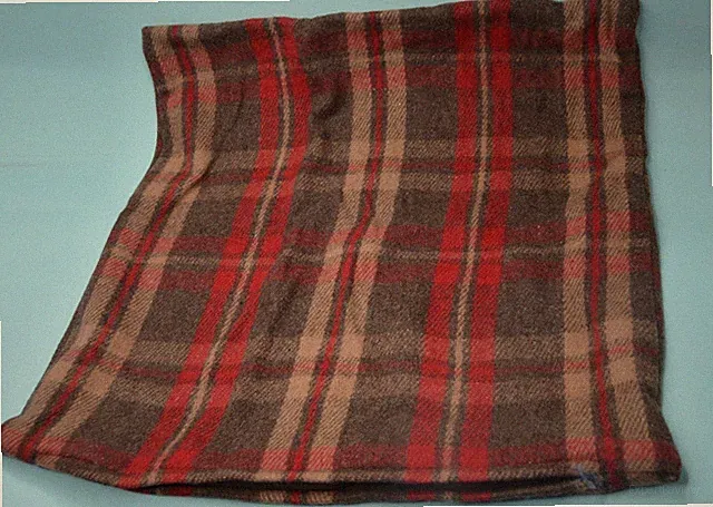 Red brown plaid wool-blend pillow sham 17x18" zipper closure