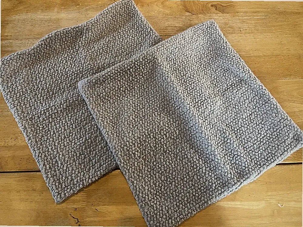 Set Of 2 West Elm 18" x 18" Gray Wool Blend Linen Pillow Shams Covers A17
