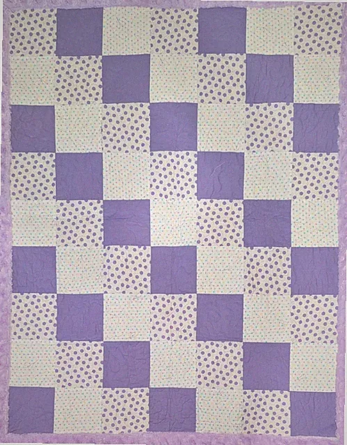 SiKeMa Toddler Checker Quilt w/ Ultra-Soft Mink Backing (Handmade) 50"x40"