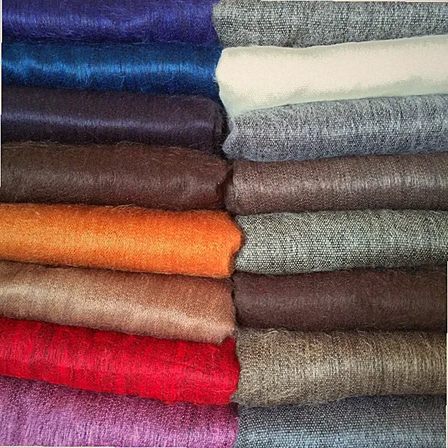 SOFT & WARM MULTICOLOR SOLID PLAIN ALPACA WOOL HANDMADE BLANKET PLAID 90" X 65"