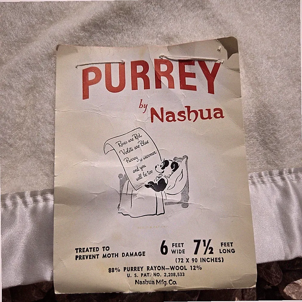 VINTAGE Nashua Queen BLANKET Bedding Satin Edge Wool Rayon 72 x 90" Ivory RARE