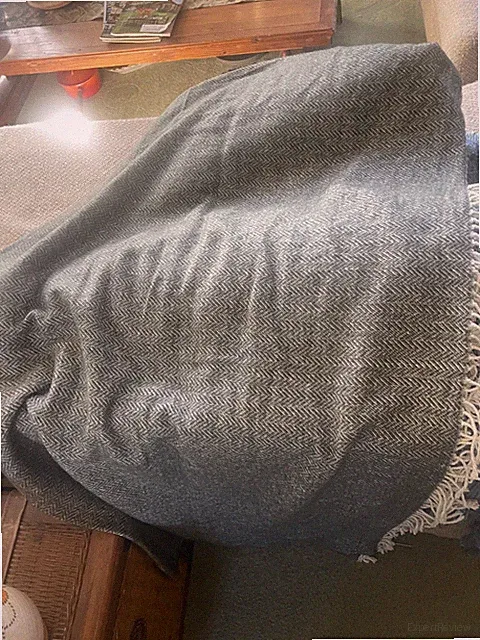 Vintage Wool BLEND Throw Blanket 60x60 GRAY - WHITE FRINGE - SUPER KEEN