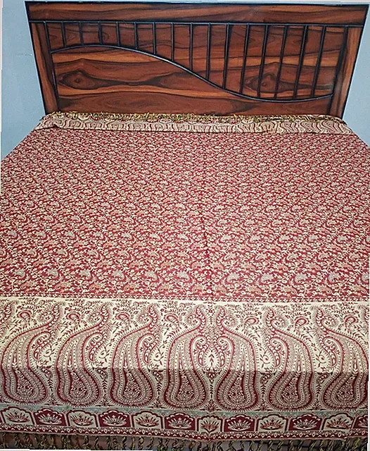 Woolen bedcover bedsheet bedspread Jamawar cashmere Bedding blanket Reversible