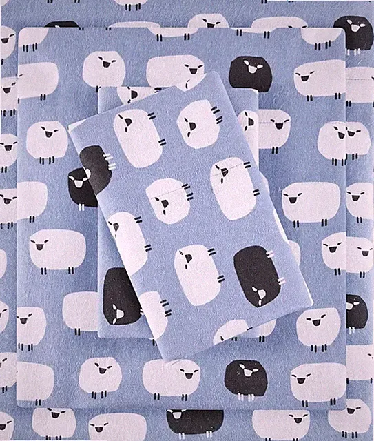 Woolrich Flannel Cotton Sheet Set Blue Sheep Cal King WR20-2281