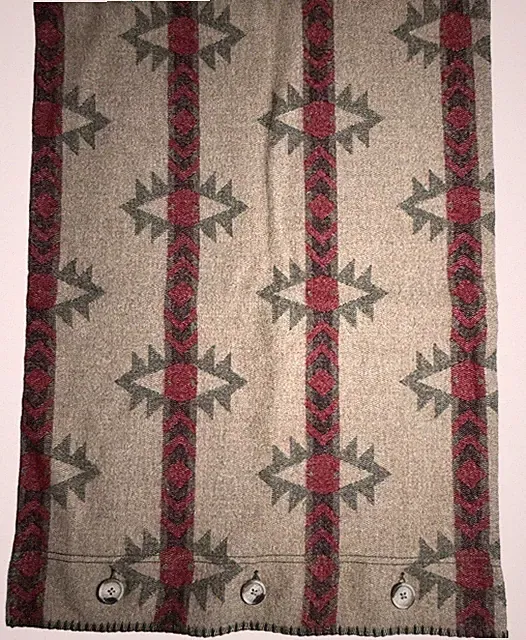 Woolrich Pillow Sham Cover Beige Green Wool Blend Southwestern Aztec 26.5" x 18"