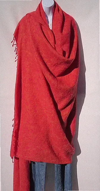 Yak Wool Blend |Blanket/Throw |Nepal |Handmade |Over-Sized | Red & Yellow